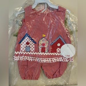 12m red plaid summertime bubble. NWT.